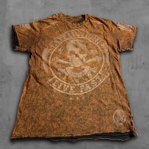 Y2K Relaxed Orange Reversible Affliction Skater Grunge Tee